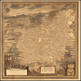 Antique City Map with Ornate Details