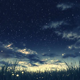 Night Sky and Glowing Meadow