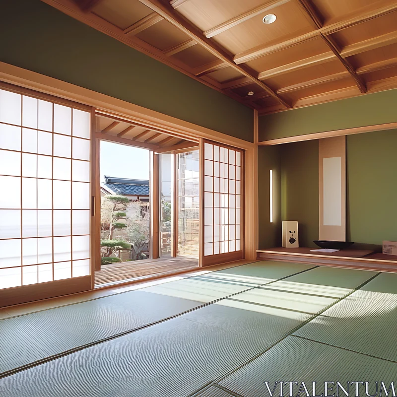 Serene Interior: Japanese-Style Room AI Image