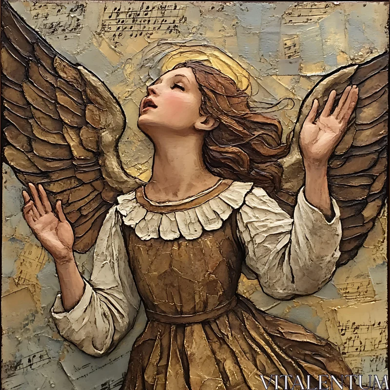 AI ART Angel with Wings and Musical Background