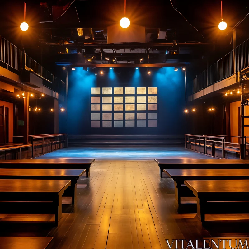 Blue Lit Theater Stage AI Image