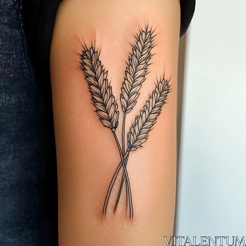 Detailed Wheat Tattoo Art AI Image