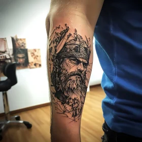 Intricate Viking Tattoo Design on Arm