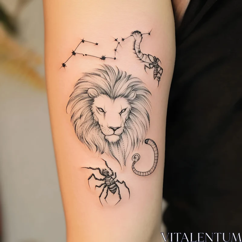 Detailed Lion Tattoo Design AI Image