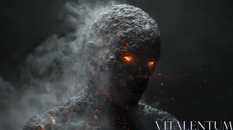 AI ART Lava Humanoid in Smoky Ambiance