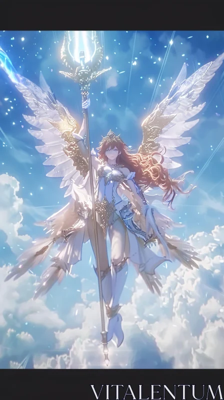 AI ART Winged Angel Guardian with Spear