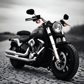Monochrome Motorcycle on a Stone Path