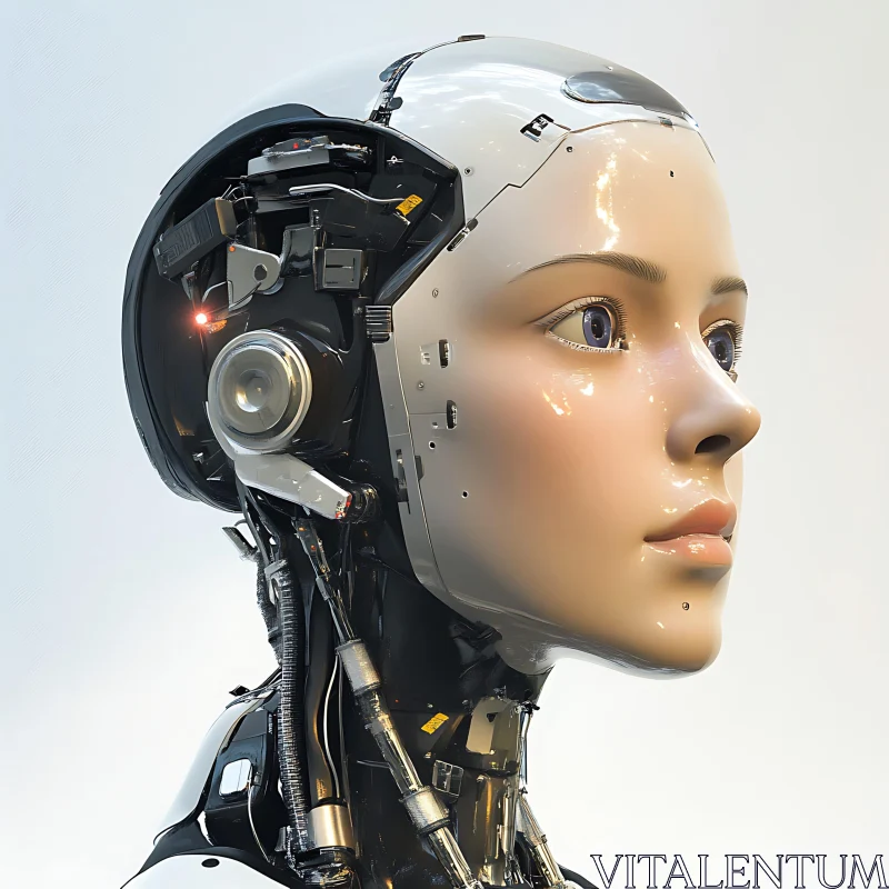 Intricate Female Cyborg With Mechanical Details AI Image