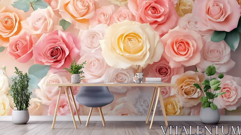 AI ART Pastel Rose Floral Room Decor