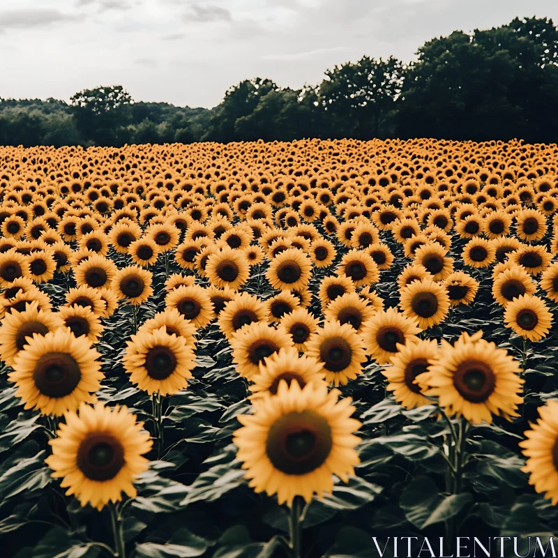 AI ART Sunflower Field at Sunset - Summer Bloom