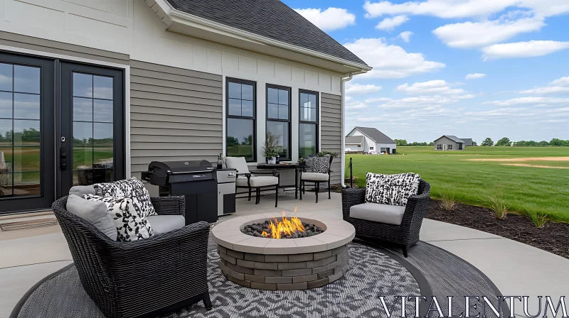 Cozy Backyard Patio with Fire Pit AI Image