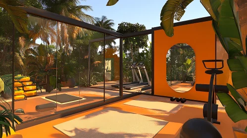 Indoor Gym with Tropical Garden View