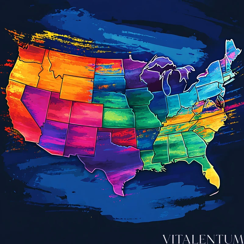 Vibrant USA Map Art Design AI Image