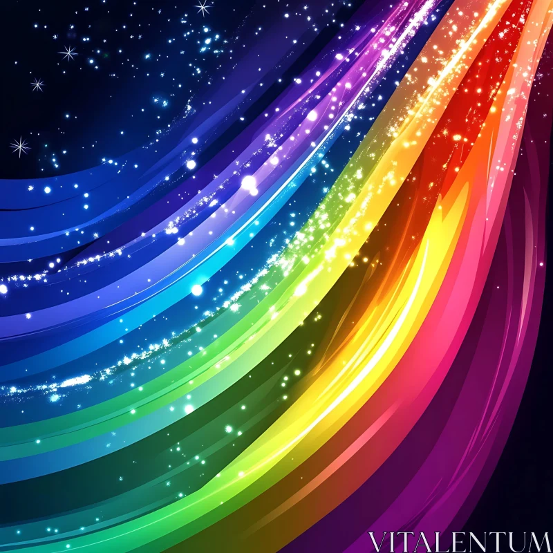 AI ART Celestial Rainbow Arc with Starry Sky