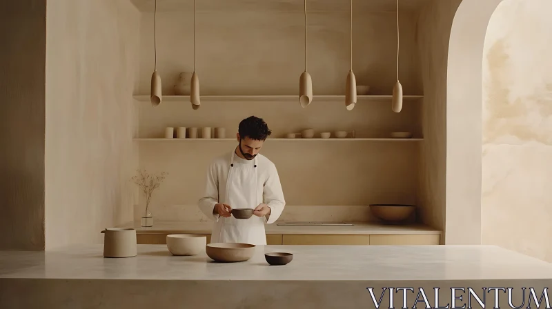 AI ART Chef in Beige Kitchen