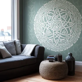 Comfortable Living Room with Intricate Wall Art