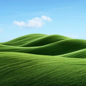 Rolling Green Landscape with Blue Sky