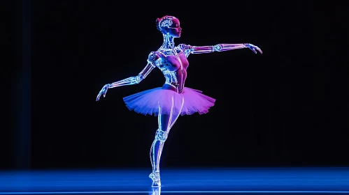 Neon-Lit Robot Ballerina Dance