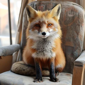 Fox on Chair, Animal Portrait