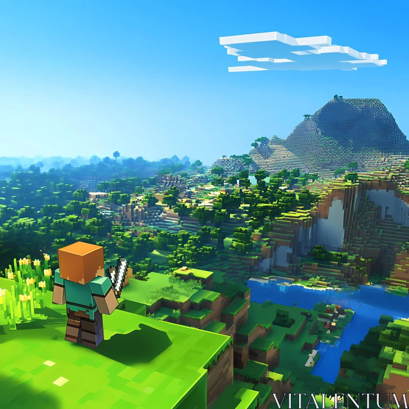 AI ART Blocky Minecraft Landscape