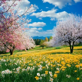 Floral Meadow Under Sky