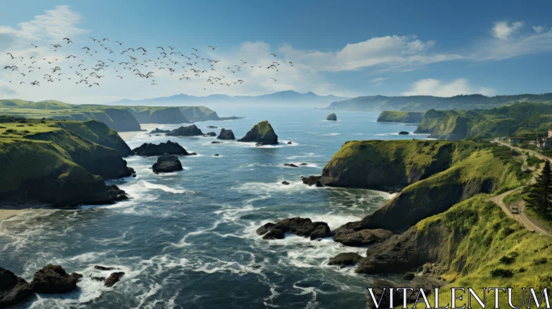 Breathtaking Coastal Landscape | Sea, Cliff and Nature Motifs AI Image