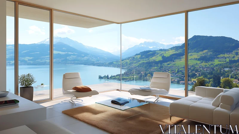 AI ART Modern Interior with Mountain View