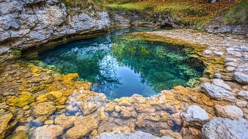 Tranquil Rock-Encircled Natural Pool AI Image