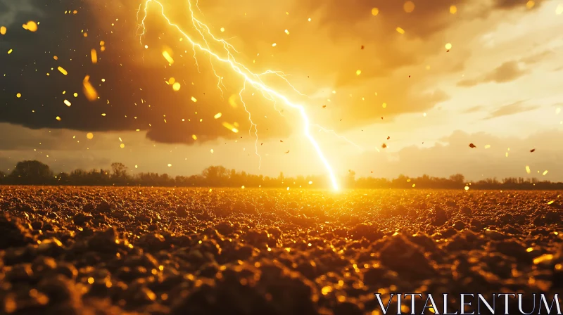 Electric Storm over Golden Field AI Image