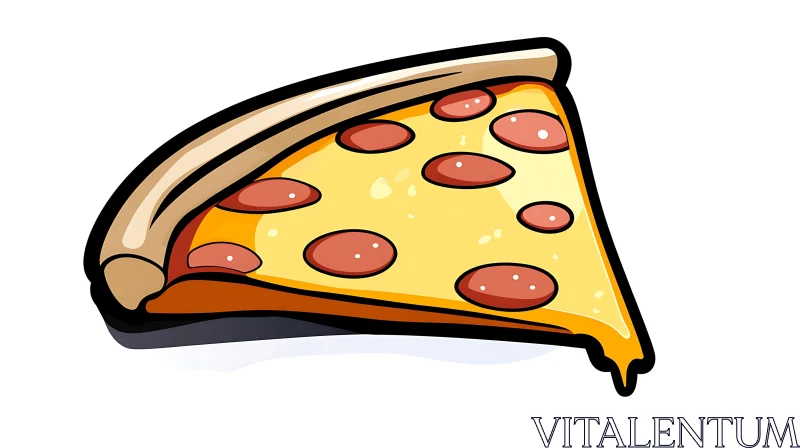 Pepperoni Pizza Slice Illustration AI Image