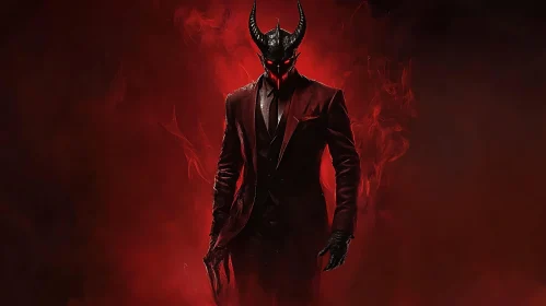Horned Figure in Red Smoke
