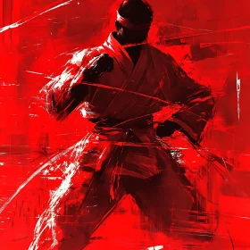 Red Fighter in Action