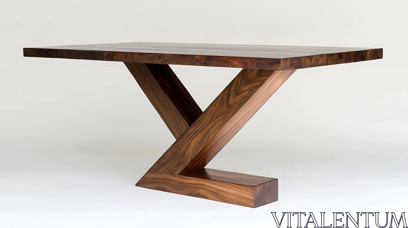 AI ART Modern Wood Table with Intersecting Base