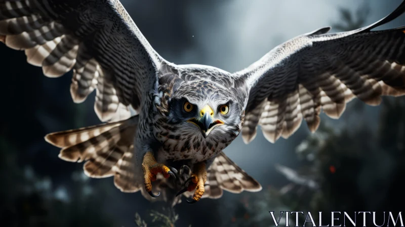 Majestic Falcon in Flight - A Marvel of Digital Illustration AI Image