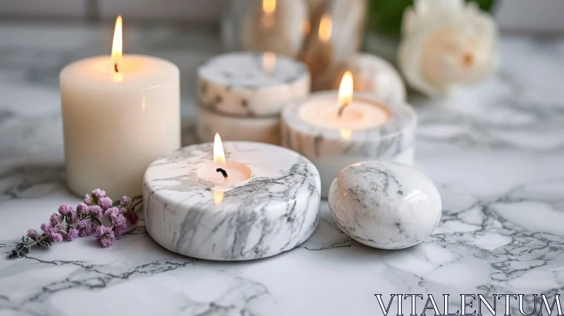 Marble Candles on Table | Abstract Photography AI Image