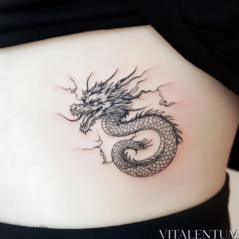 Mythical Dragon Tattoo in Fine Detail AI Image