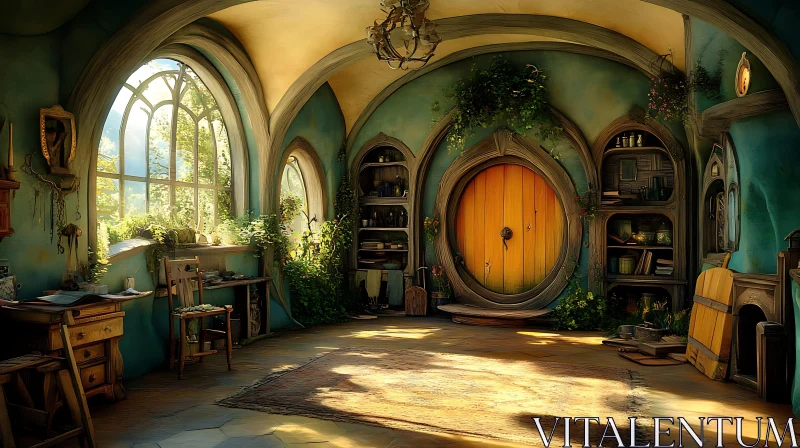 Whimsical Hobbit Dwelling AI Image