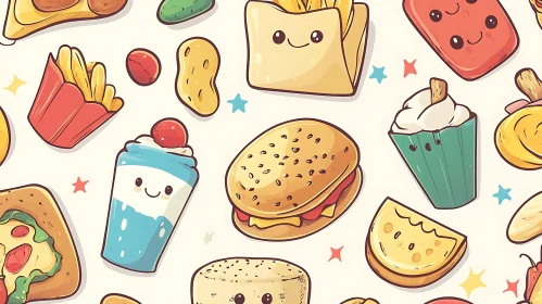 Adorable Cartoon Fast Food Design