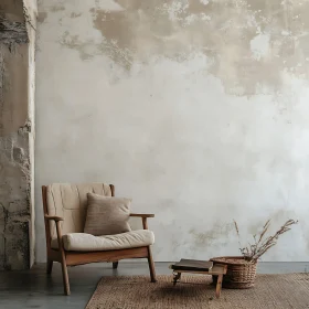 Minimalist Room with Armchair and Book