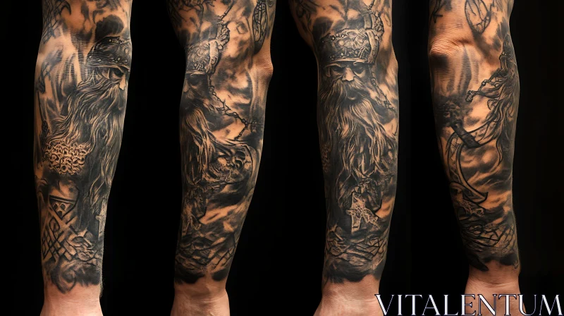 Intricate Warrior Tattoo on Forearm AI Image