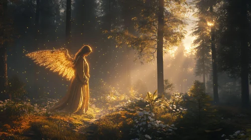 Forest Angel with Glowing Wings