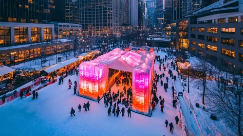 Glowing Winter Cityscape