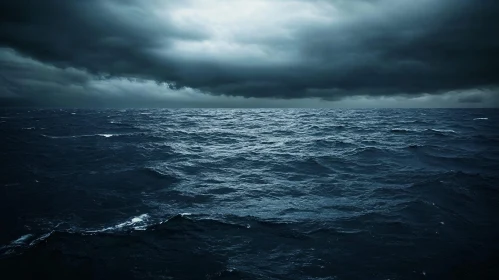 Dark Ocean with Stormy Sky