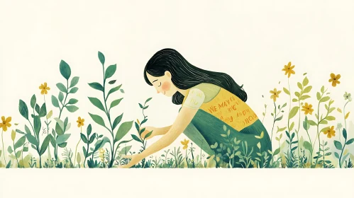 Peaceful Garden Scene with Woman