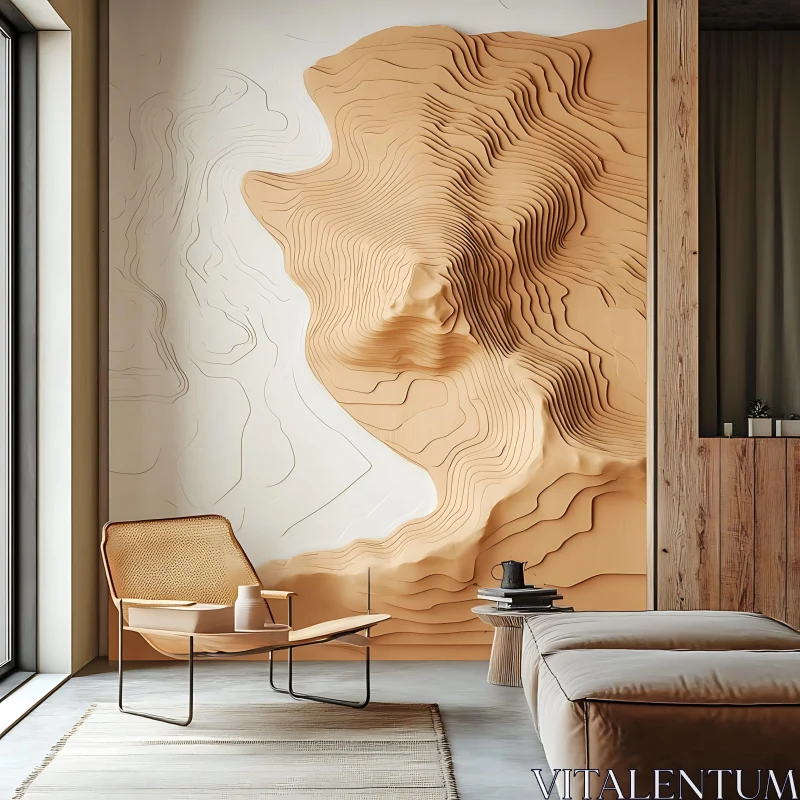 Modern Interior Design with Earthy Wall Decor AI Image