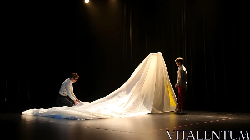 Stage Performance with White Fabric AI Image