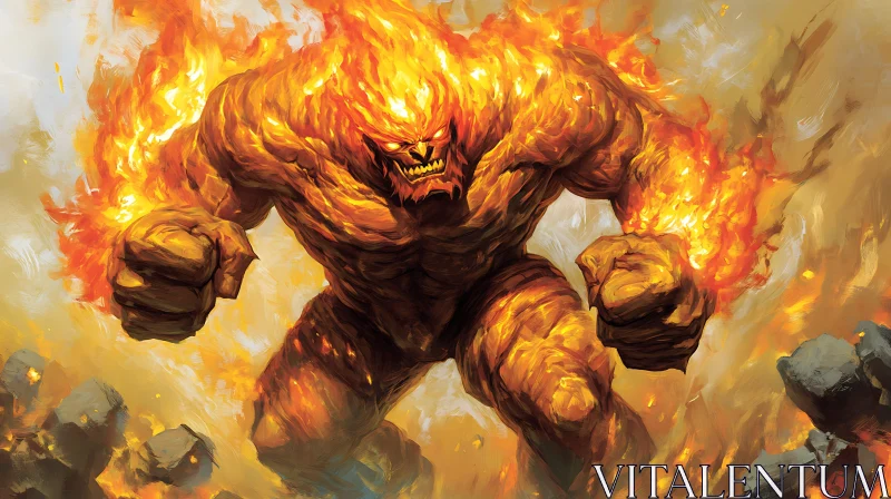 Flame Monster: A Creature of Fire AI Image