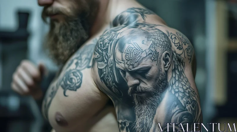 Detailed Warrior Shoulder Tattoo AI Image