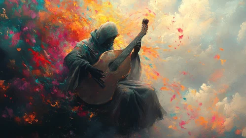 Hooded Musician with Guitar Artwork