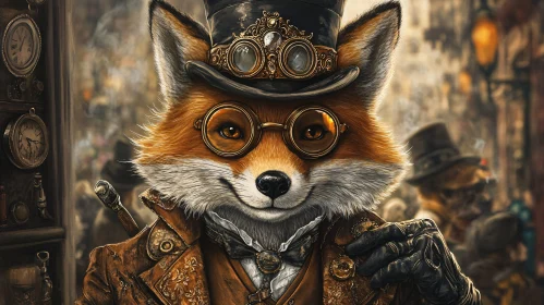 Fox in Steampunk Outfit